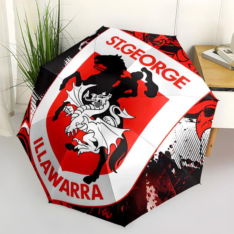 улица. George Illawarra Dragons Автоматическое Открытие и Закрытие, 8 ребер, Портативный Зонт, Подходит для Мужчин и Женщин в Любое Время Года  Pe