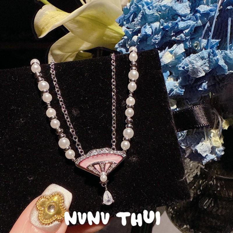 Vintage Shell Pearl Mother Of Necklace Earrings Ring Set French Retro Jewelry Women