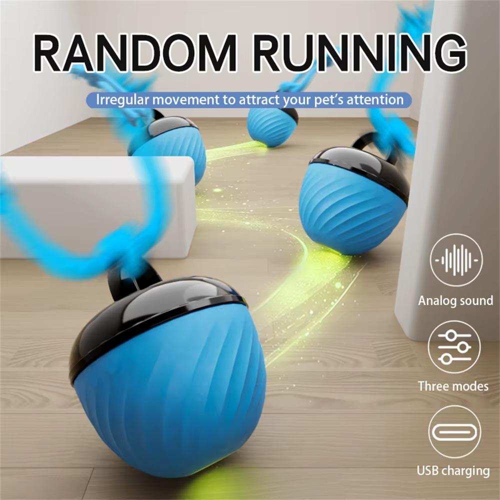 With Ropes Interactive Dog Toys Ball 3 Modes Random Path Smart Pet Puppy Ball USB Charging Bouncing Design Rolling Dogs Toy