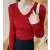 5XL Basic V-Ausschnitt Damen Pullover Herbst Winter Tops Stretch Slim Damen Pullover Rippenstrickpullover Jumper Weich Warm Pull Pullover