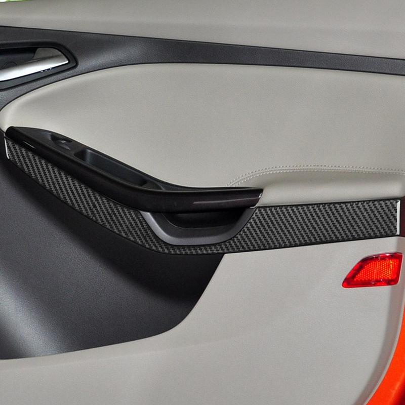 For Ford Focus 2012—2018 Carbon Fiber Car Accessories Front Door Armrest Handle Panel Decorative Cover Trim Sticker Modification