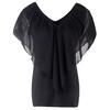 Women's Fashion Pure Color V-neck Off Shoulder Casual Loose Chiffon Blouse