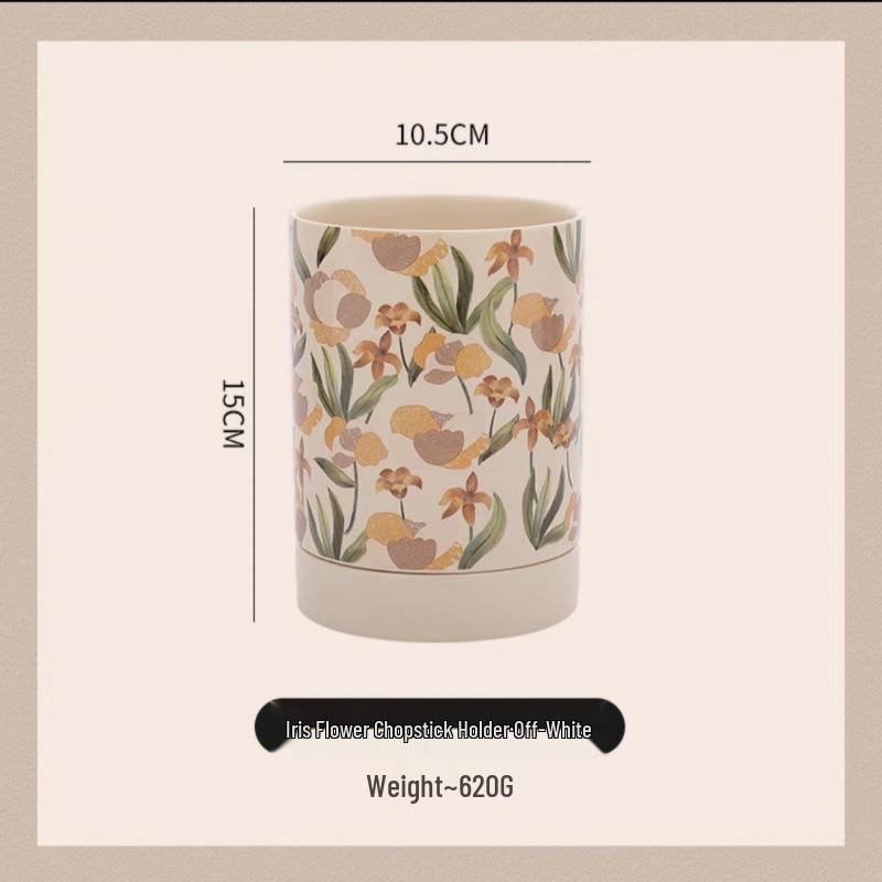 French Ceramic Chopstick Holder: Drainable, Mildew-Proof Kitchen Storage Box