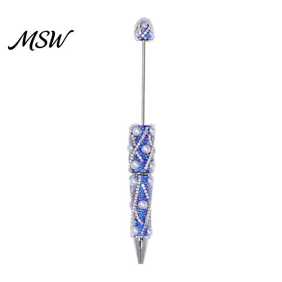 Creative Gifts for Sisters DIY Beadable Pen, Bling Rhinestones And Faux Pearls Beaded Decorative Stationery Students Black Ink Ballpoint Pen
