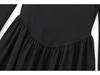 2024 Women's European & American Style Black Balloon Silhouette Square Neck Long Sleeve Short Dress