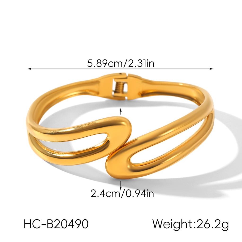 Color-block open bangle, non-fading jewelry, light luxury high-end gold titanium steel bracelet