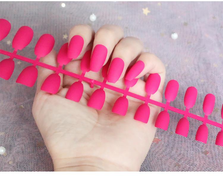 24pcs/set DIY Quick Nails Matte Frosted Long T Solid Color False Nails Multi-color Strips Finished Wear Manicure