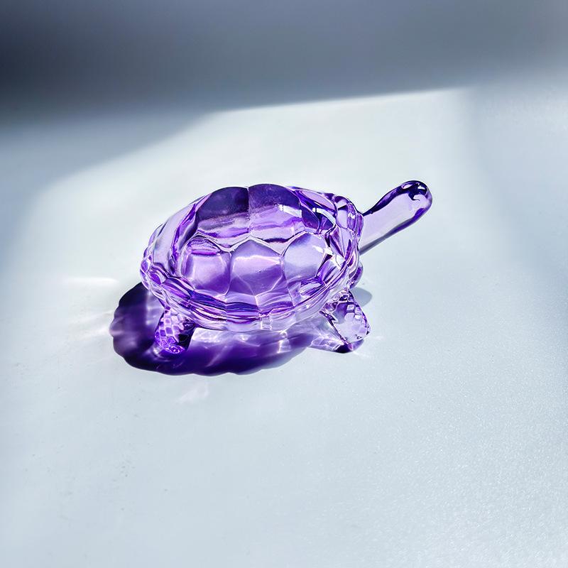 1Pc Glass Simulation Small Turtle Ornaments Glass Golden Turtle Home Fish Tank Landscaping Auspicious Decorations