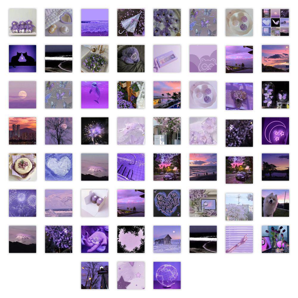 59 Atmospheric Healing Purple Landscape Waterproof Decals for Walls, iPads, and Journals