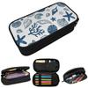 Blue Sketches Shell Conch Pattern Pencil Case for Studen Gifts Pen Box Pencil Bag Stationery Supplies Pen Holder Bag