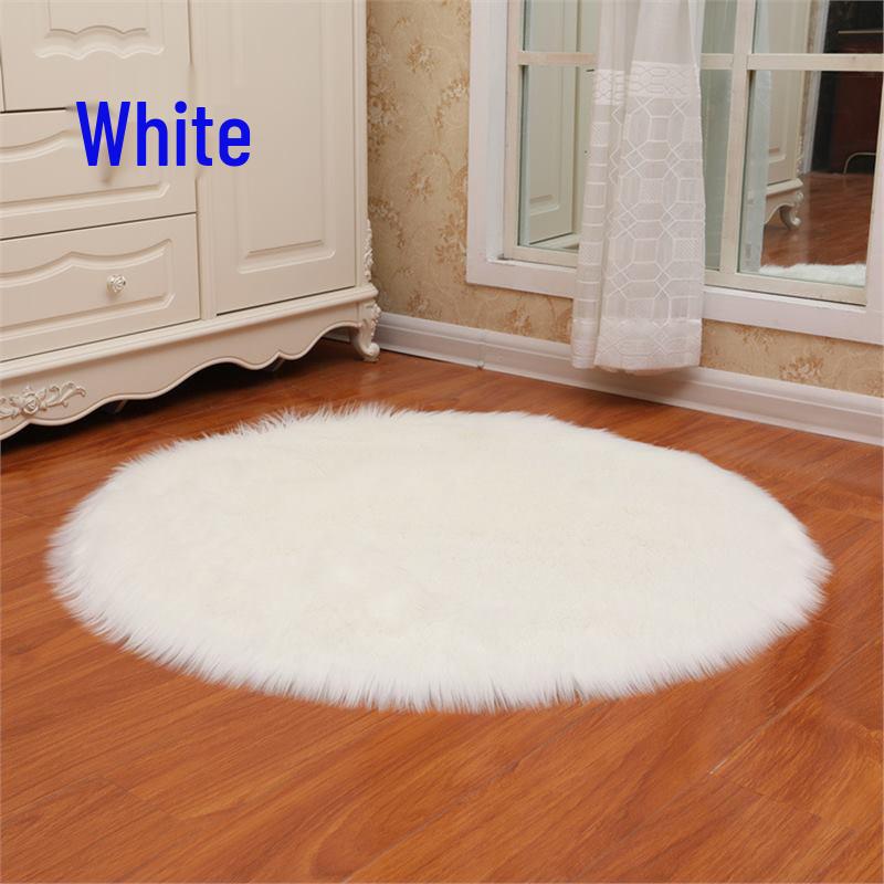 Imitation Wool Plush Round Carpet for Living Room, Bedroom, Yoga