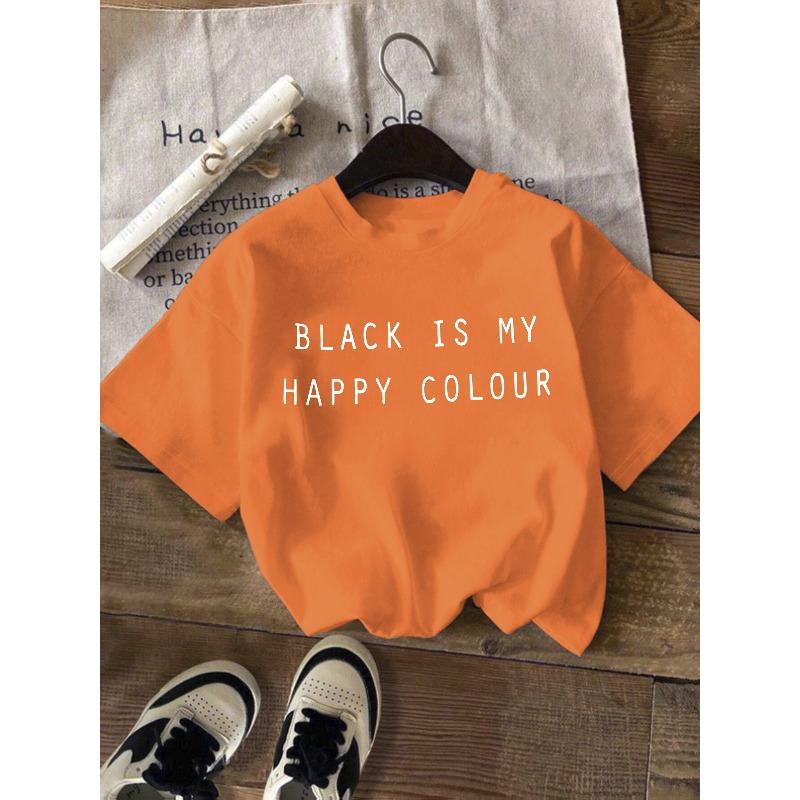 Letter Print T-shirt, Short Sleeve Crew Neck Casual Top for Summer & Spring, Women's Clothing
