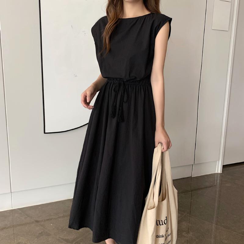 Literary Pendulum Skirt, Summer New Waist Loose Large Size Cotton and Linen Short-sleeved Dress Women