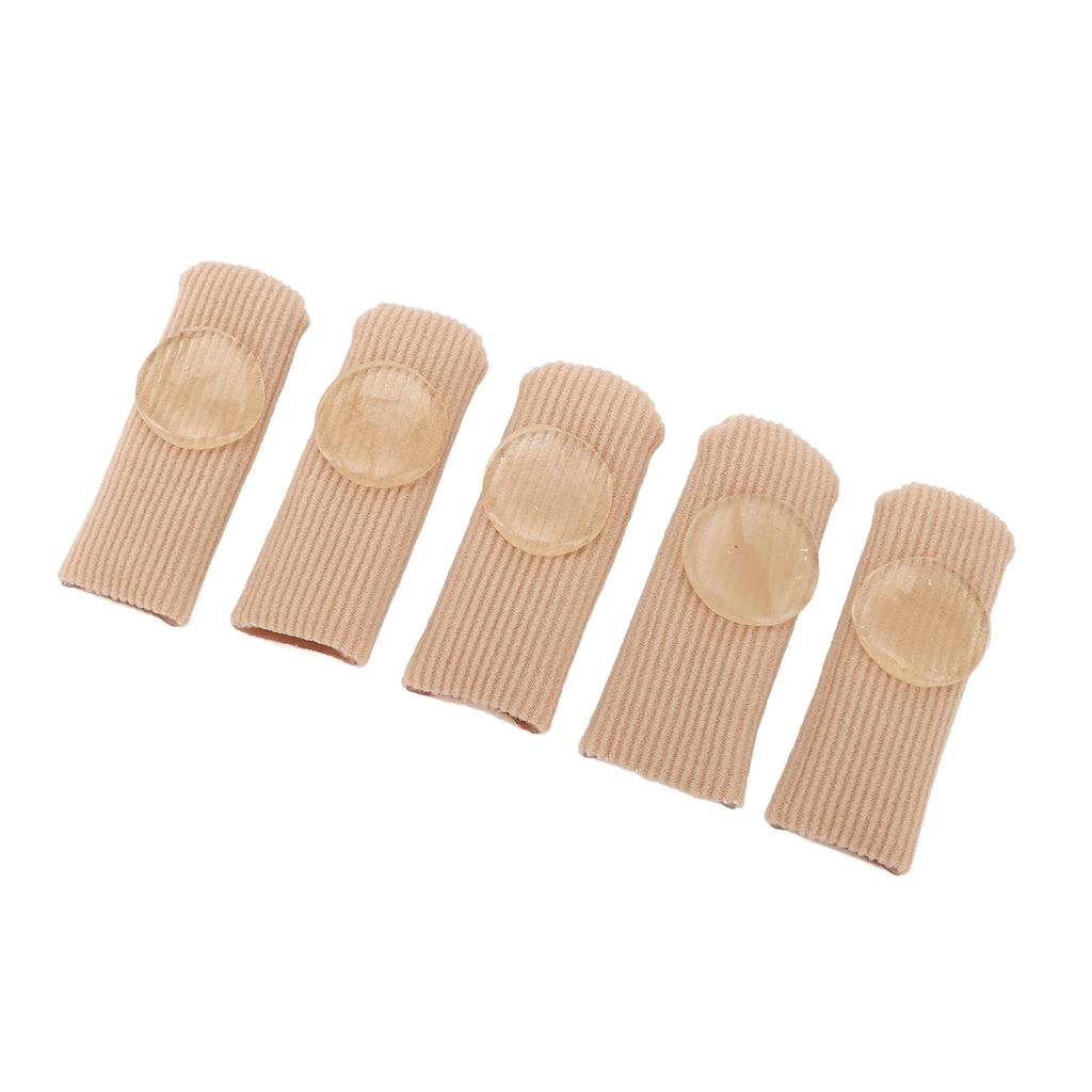 5pcs Toe Protector Reduce Soreness SEBS Closed Soft Toe Surface Fabric Sleeve Protectors Skin Color S 0.6 X 2.4in