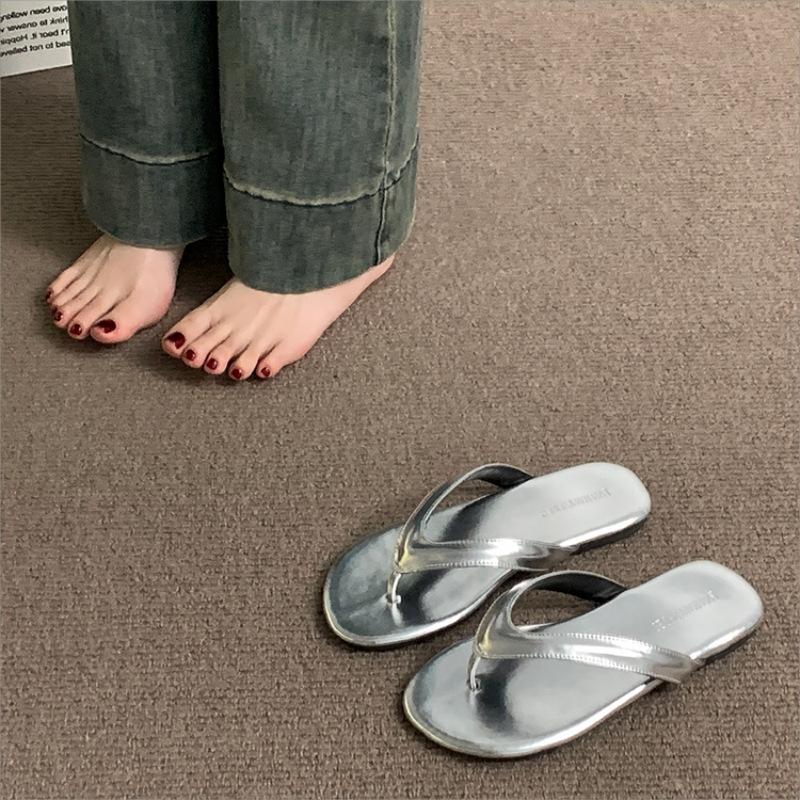 Fashion Ins Flat Flip-flops Women's Summer Wear Leopard Print Cool Slippers Seaside Pinch Women's Shoes Shoes