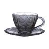 200ml Coffee Cup Set Luxury Retro Embossed Coffee Glasses Plate and Mug Household Latte Cup Glass Tea Cup Sets