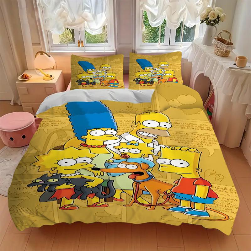 3Pcs Simpsons Family Adventure Bedding Sets For All Sizes New 3D Printed Bed Cover Comforter Duvet Cover Pillowcase Bedroom Decoration