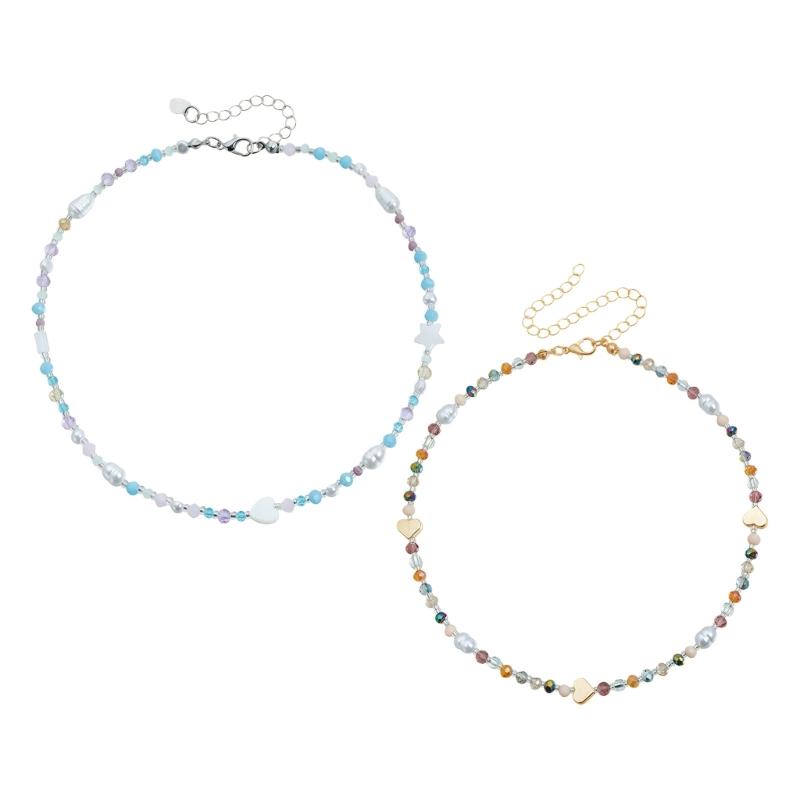 Creative Multicolor Heart Beaded Necklace Adjustable Chain For Women And Girls Casual Wear