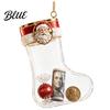 Plush Glitter Stocking Ornaments Fillable Christmas Acrylic Ornament Transparent Candy Filled Tree Coin Socks Hanging Decor Santa Snowman