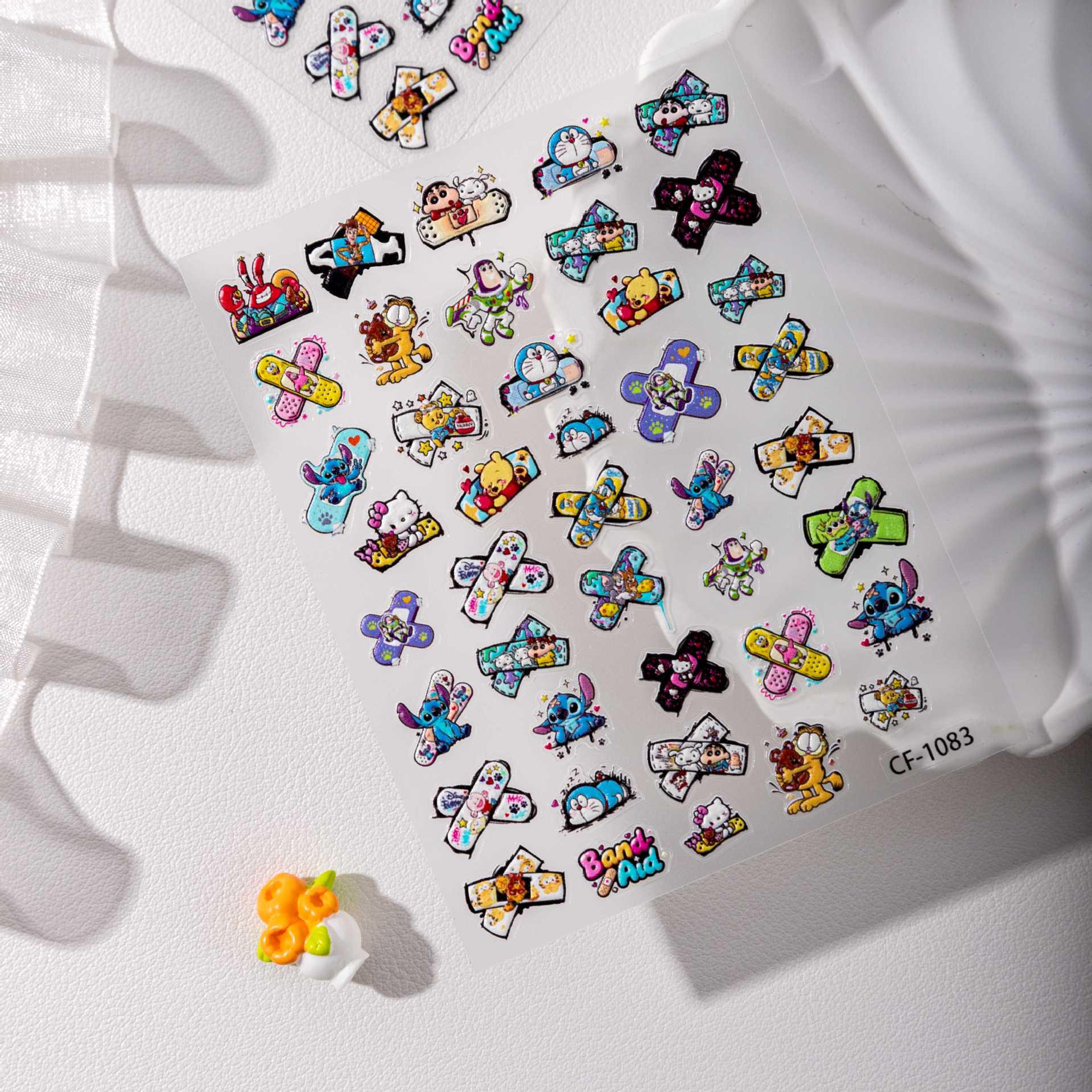 Cyansea Cartoon Band-Aid Embossed Nail & Phone Art Stickers Hot Selling Cartoon Band-Aid Nail Art Stickers