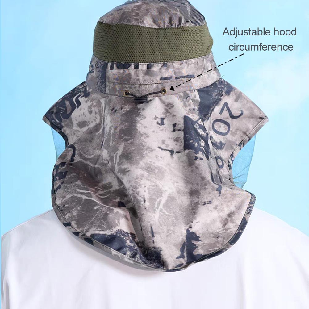 Men's Sun Protection Fishing Hat Outdoor Head Face Mask Hat Net Cover Anti-mosquito Cover Mosquito Net Cap Travel Breathable