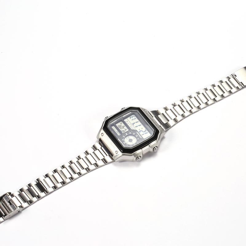 Metallarmband Edelstahlarmband Armbänder 18mm Faltschließe Silber Für Casio Herren AE1200WH-1A AE1100W Ersatz-Uhrarmband