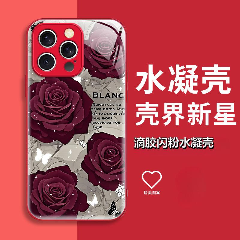 Ins Wind Retro Rose Butterfly Mobile Phone Case Apple 14 Epoxy Anti-drop Case iPhone17Pro Women's High Value