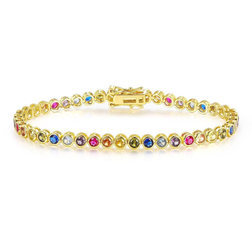 3mm Colorful Copper Zircon Tennis Bracelet - European & American Style, Hot Fashion Trend