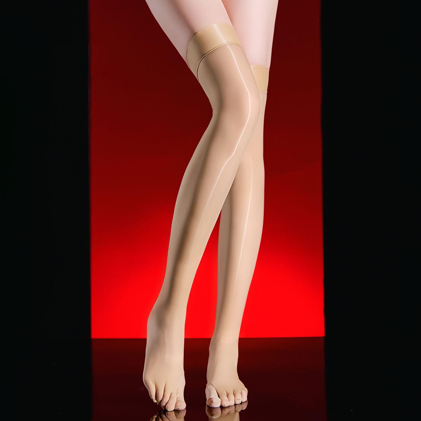 5D Ultradünne Öl Glänzende Fünf-Zehen-Strumpfhose Hohe Elastizität Über-Knie-Strumpfhose Damen Vintage Bein Schlankmachende Strumpfhose Damen Socken One Size