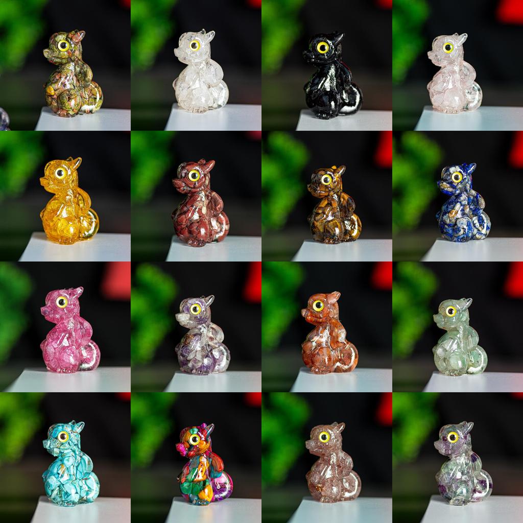 Natural Crystal Dragon Sculpture Resin Art For Home Office Desk Decor Gift For Couples