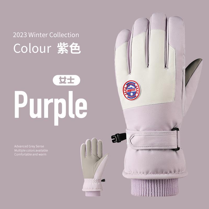 Ski Gloves Fleece Men's and Women's Ski Gloves Female Students Outdoor Electric Vehicle Riding Fleece Finger Gloves Men's Winter