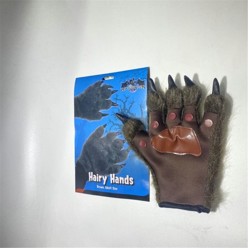 Cosplay Costume Werewolf Claw Gloves for Women Plush Beast Claw Gloves Halloween Party Anime Props RolePlay Hand Warmers