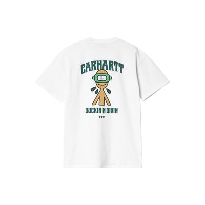 Loose Fit Letter Duck Pattern Crew Neck Short Sleeve T-Shirt Men Tops White I033171-02-GD
