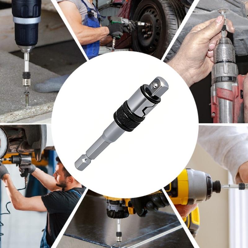 Auto Locking Socket Extension Bar Ensuring Bit Security Preventing Slippage During Various Repair Tasks Applications