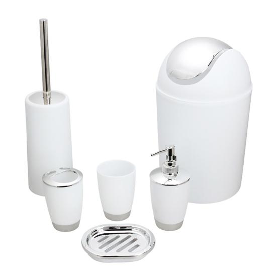 6 Stück Lotionflasche Zahnbürste Mundspülbecher Abfalleimer Badezimmer-Zubehörset