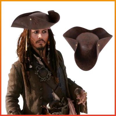 Captain Jack Sparrow Faux Leather Pirate Hat for Stage Performance or Halloween