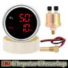 2 IN 1 Oil Temperature+Oil Pressure Gauge with Sensor Digital Display Red/Green Car Gauge Backlight for Marine Boat Car 9-32V