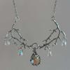 Gothic Iridescent Moonstone Pendant Necklace - Witch Jewelry Original