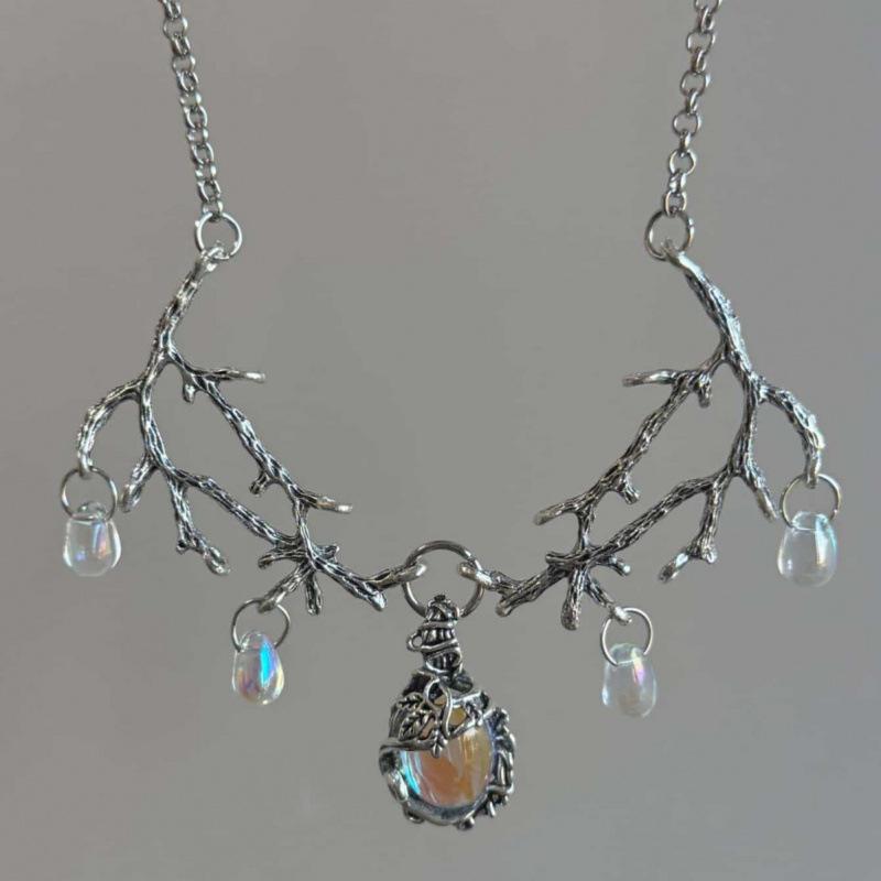 Gothic Iridescent Moonstone Pendant Necklace - Witch Jewelry Original
