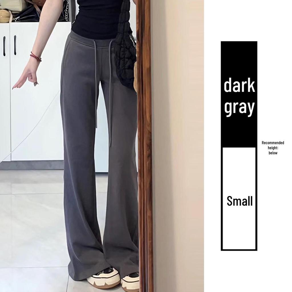 Winter 2025 Women's High-Waisted Pink Fleece-Lined Micro-Flare Sweatpants - Petite Size.