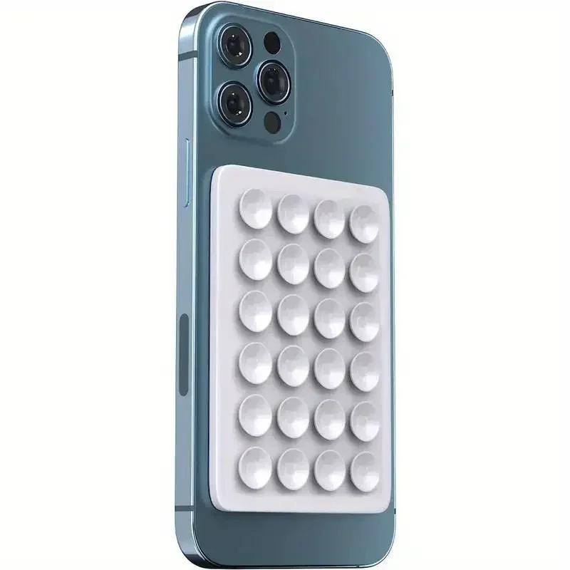 

Силиконовый держатель для телефона на присоске, многофункциональный настенный держатель с присоской, квадратный противоскользящий односторонний чехол, крепление на заднюю панель, наклейка белый