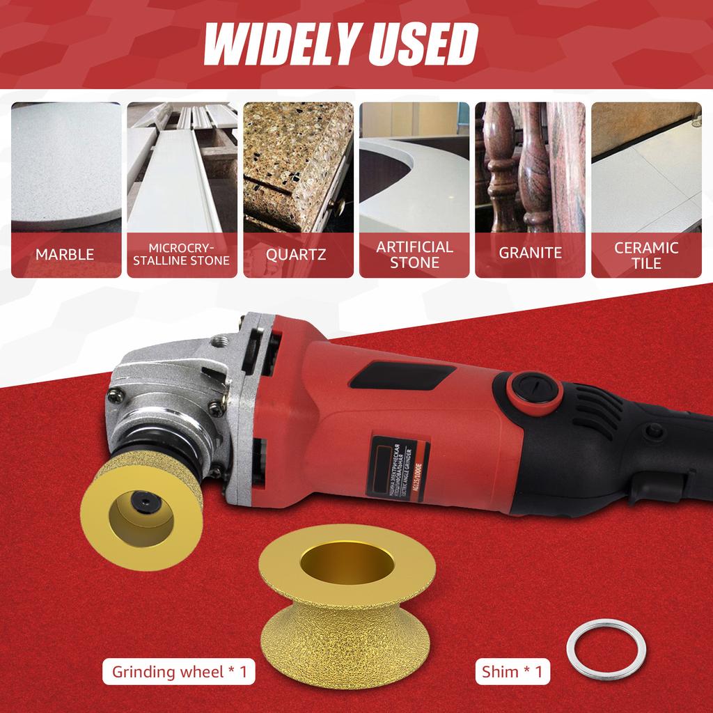 3in Dia Vacuum Brazed Diamond Grinding Wheel 20mm Bore Dia Demi-Bullnose Marble Stone Edge Profile Grinding Disc 46 Grit