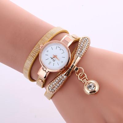 Frauen Armbanduhr Casual Armband Uhr Leder Strass Quarz Uhren Uhr
