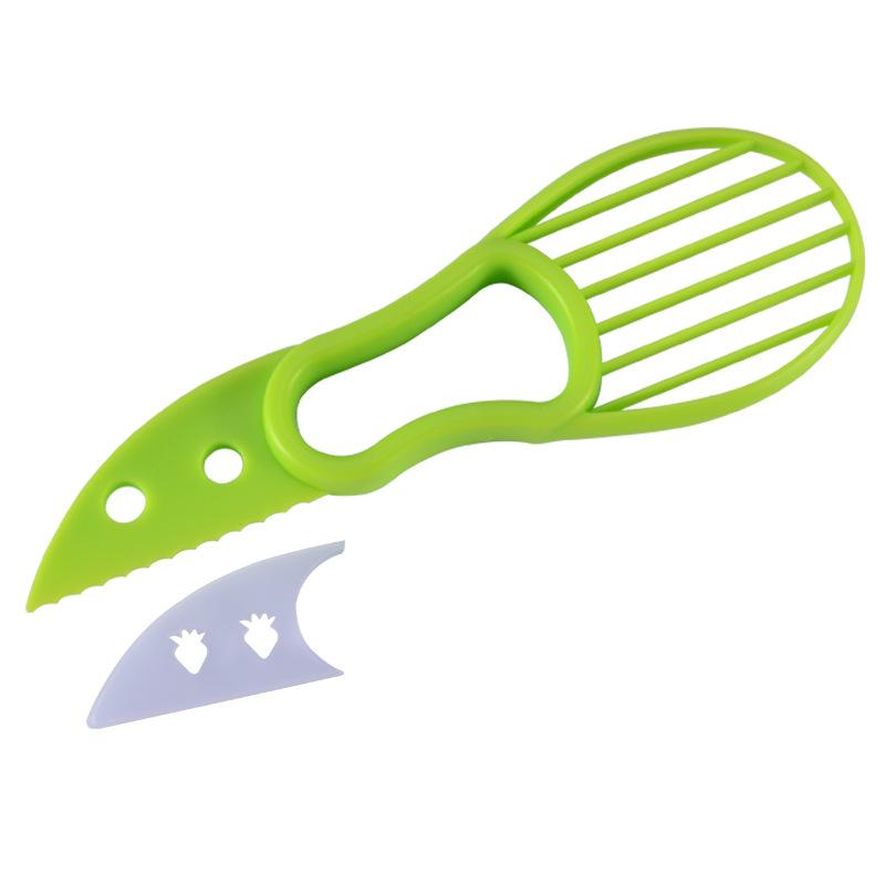 

3 в 1 Отделитель мякоти авокадо, Нож для очистки кожуры ши, Пластиковый нож для резки, Кухонный инструмент для овощей, Кухонный гаджет зелёный