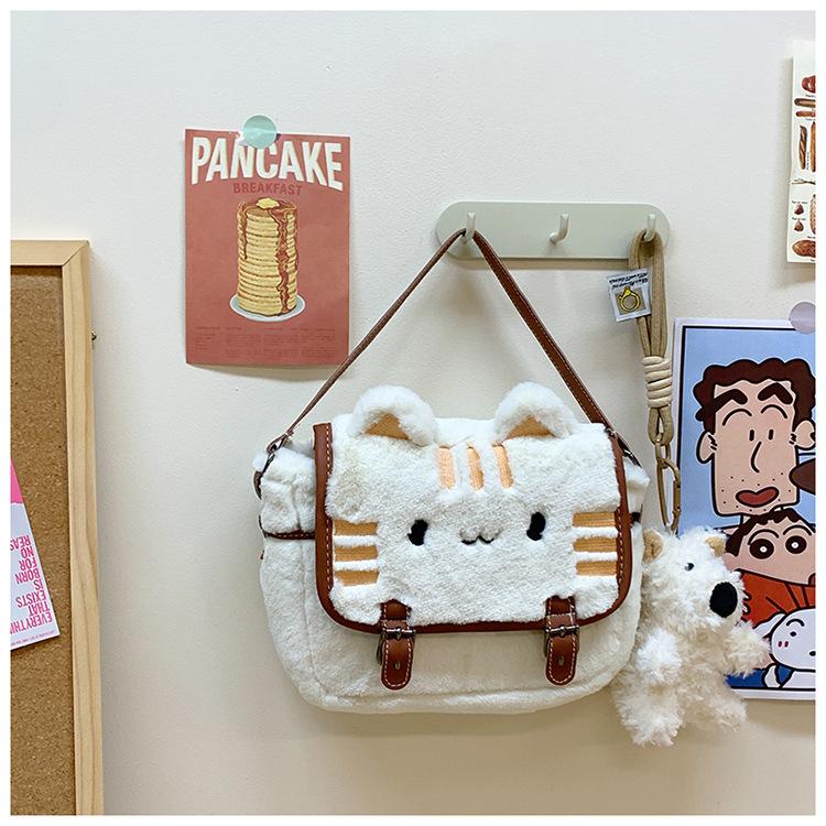 

Милая плюшевая сумка-клатч с котиком для женщин, новая коллекция 2025 года, мультяшная пушистая кукла высокой ценности белый