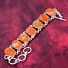 Orange Sea Sediment 925 Solid Sterling Silver Bracelet with Adjustable Chain, Handmade Gemstone Jewelry Bracelet For Memorial Day