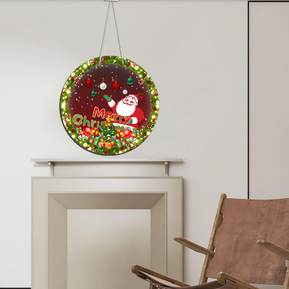Christmas Wooden Welcome Sign: Round Hanging Door Plate and Wall Decoration for Festive Atmosphere
