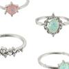 4 Stück/Set Faux Edelstein Geometrische Knöchelringe Bonbonfarbe Stapelbare Fingerringe Schmuckzubehör