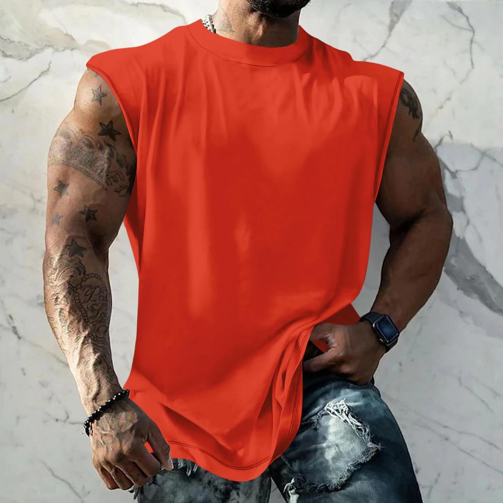 Men Sleeveless Tank Top Muscle Shirt Loose Fit Basic Solid Color Casual Summer Workout Vest for Daily Use