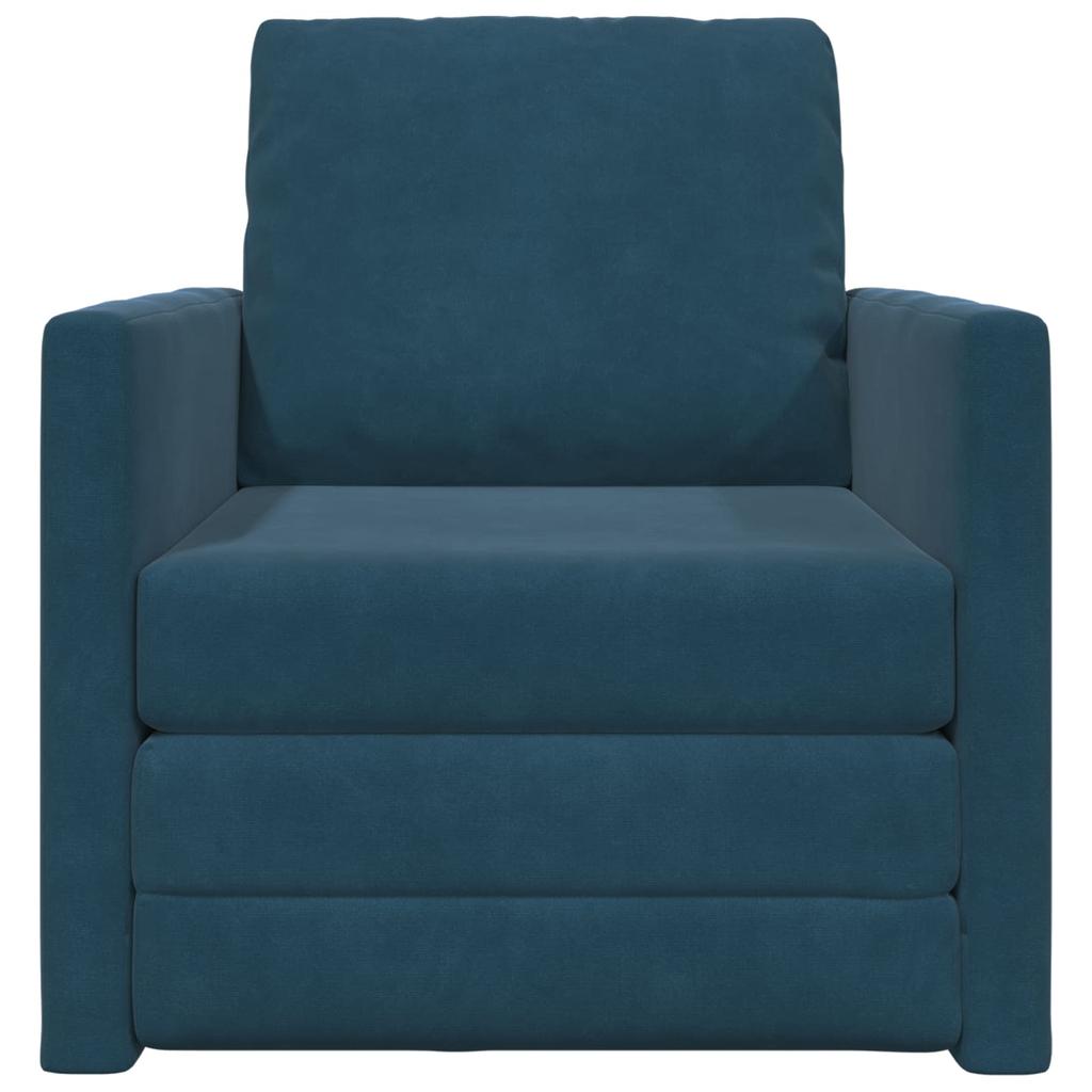 Blue Sleeper Sofa 74 X 77 X 81 Cm Velvet